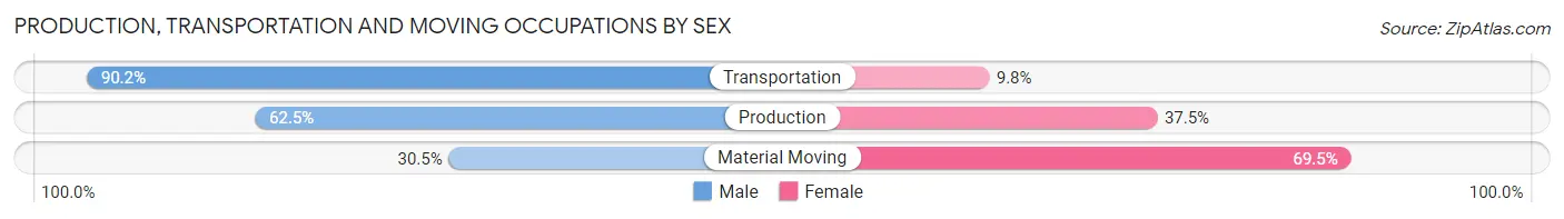 Production, Transportation and Moving Occupations by Sex in Mamaroneck