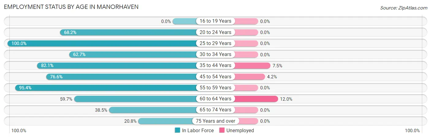 Employment Status by Age in Manorhaven