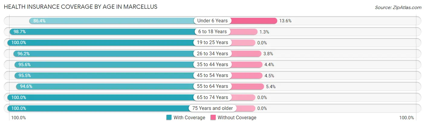 Health Insurance Coverage by Age in Marcellus