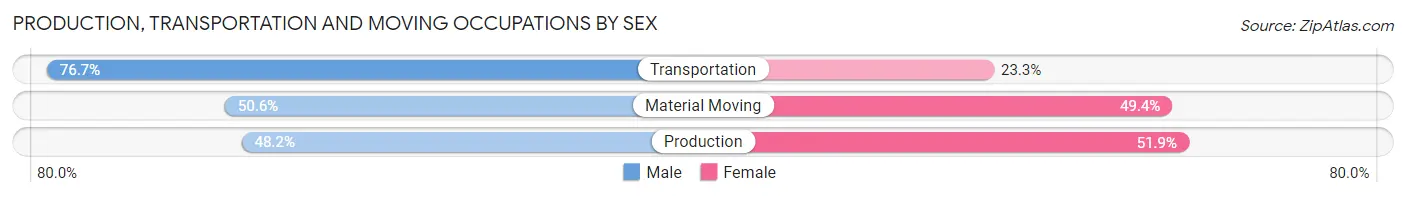 Production, Transportation and Moving Occupations by Sex in Mastic Beach