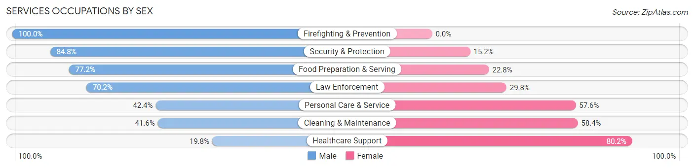 Services Occupations by Sex in Mechanicstown