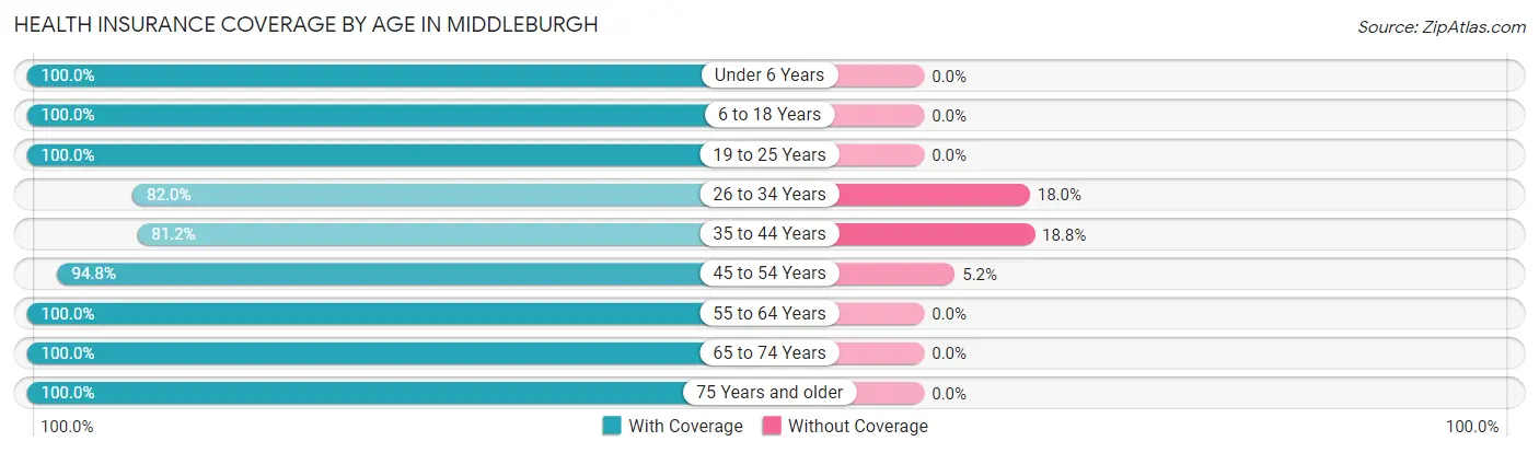 Health Insurance Coverage by Age in Middleburgh