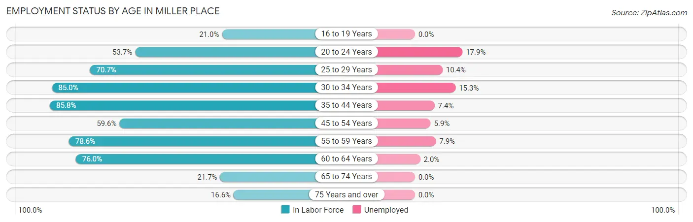 Employment Status by Age in Miller Place