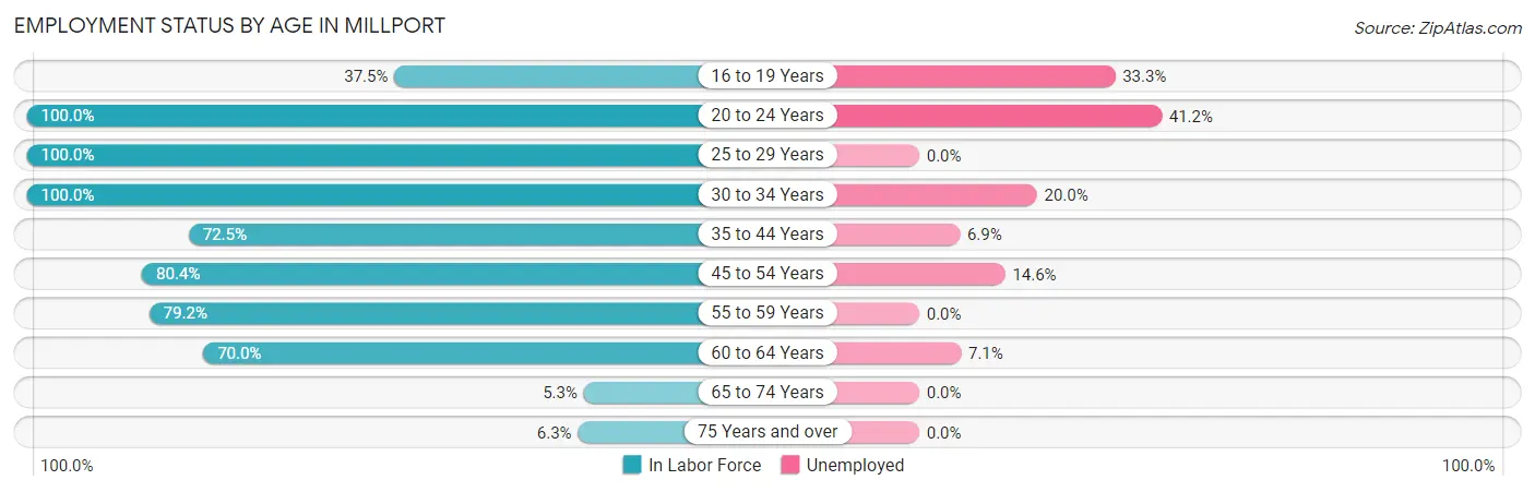Employment Status by Age in Millport