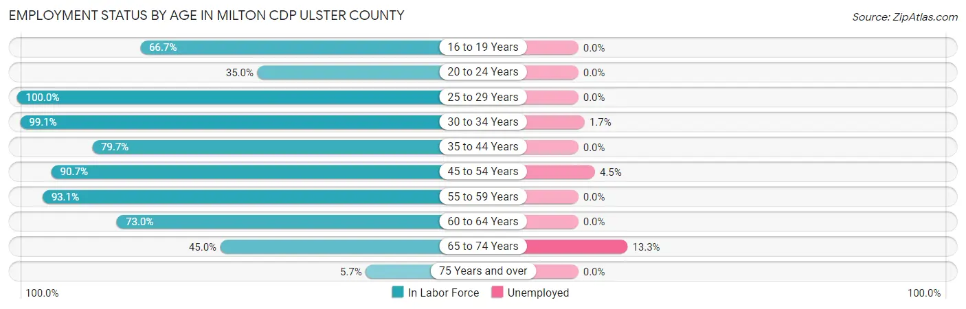 Employment Status by Age in Milton CDP Ulster County