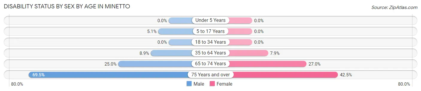 Disability Status by Sex by Age in Minetto