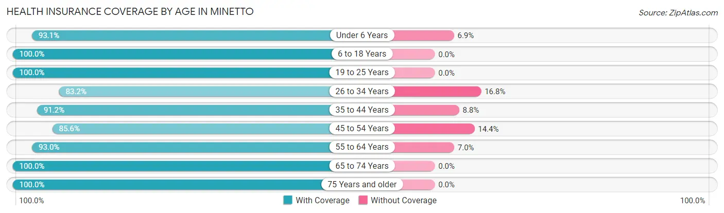 Health Insurance Coverage by Age in Minetto