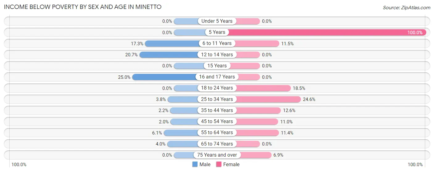 Income Below Poverty by Sex and Age in Minetto