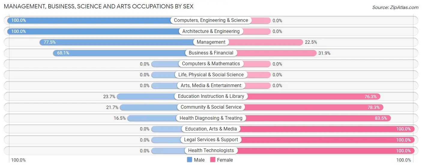 Management, Business, Science and Arts Occupations by Sex in Minoa