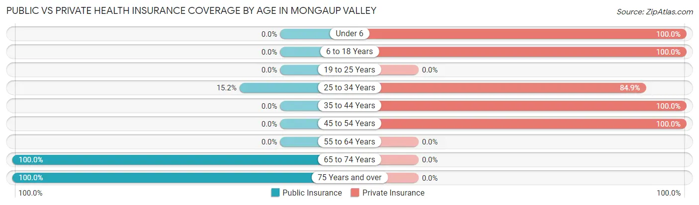 Public vs Private Health Insurance Coverage by Age in Mongaup Valley