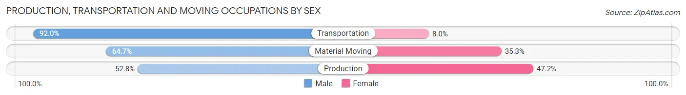 Production, Transportation and Moving Occupations by Sex in Moravia