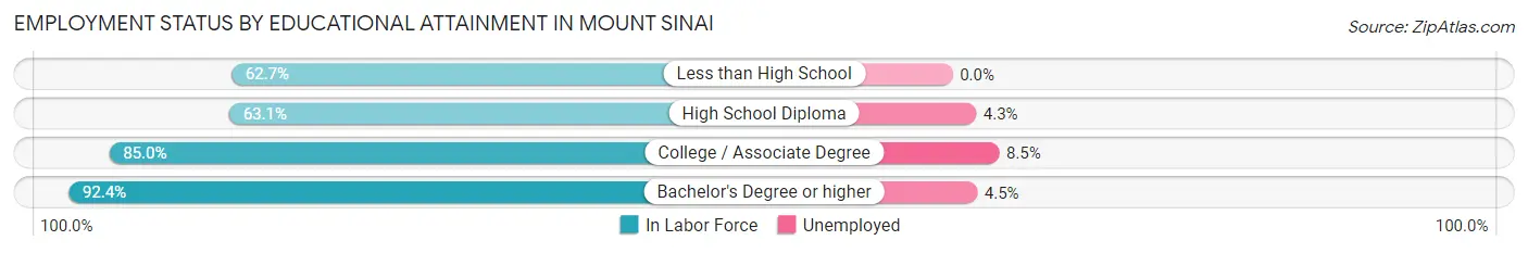 Employment Status by Educational Attainment in Mount Sinai