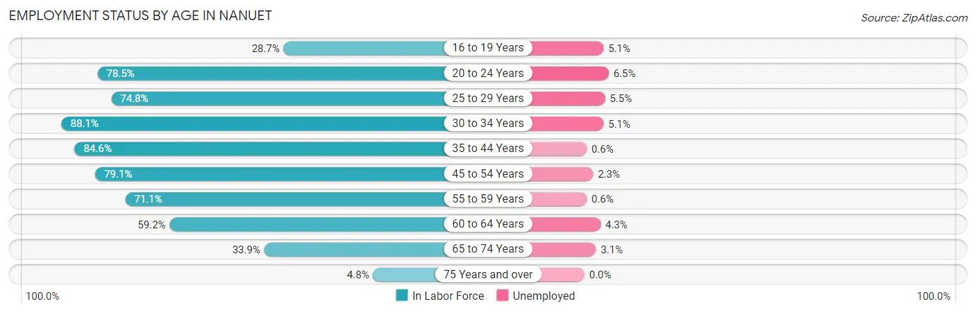 Employment Status by Age in Nanuet