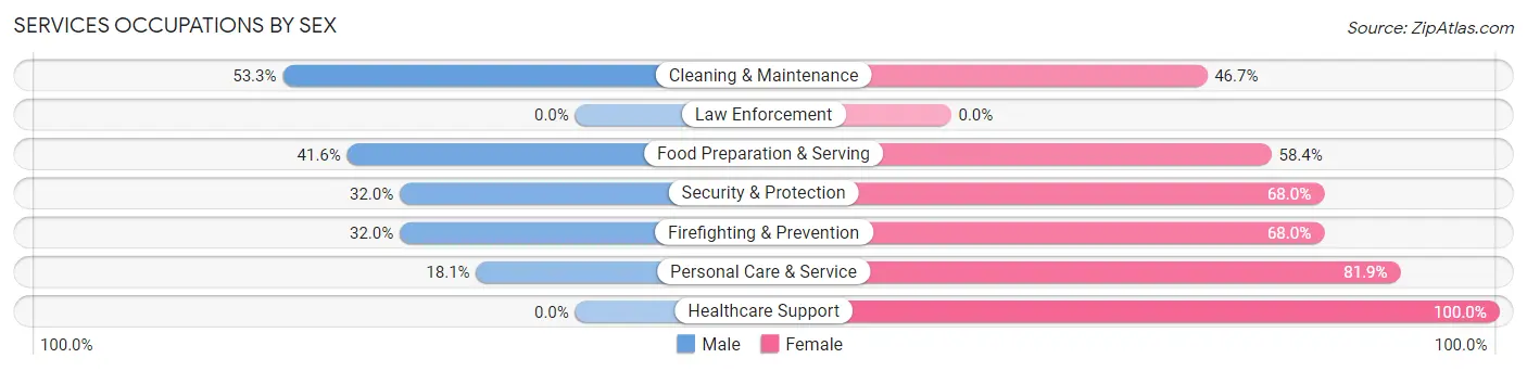 Services Occupations by Sex in Nazareth College