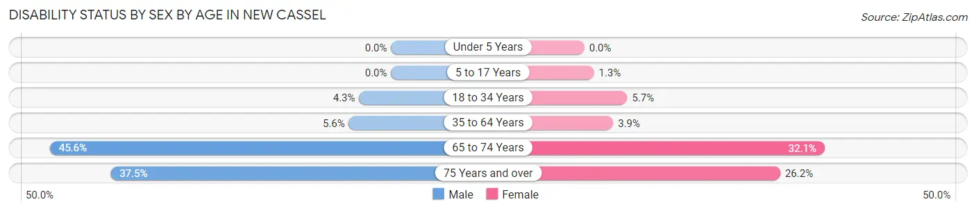 Disability Status by Sex by Age in New Cassel