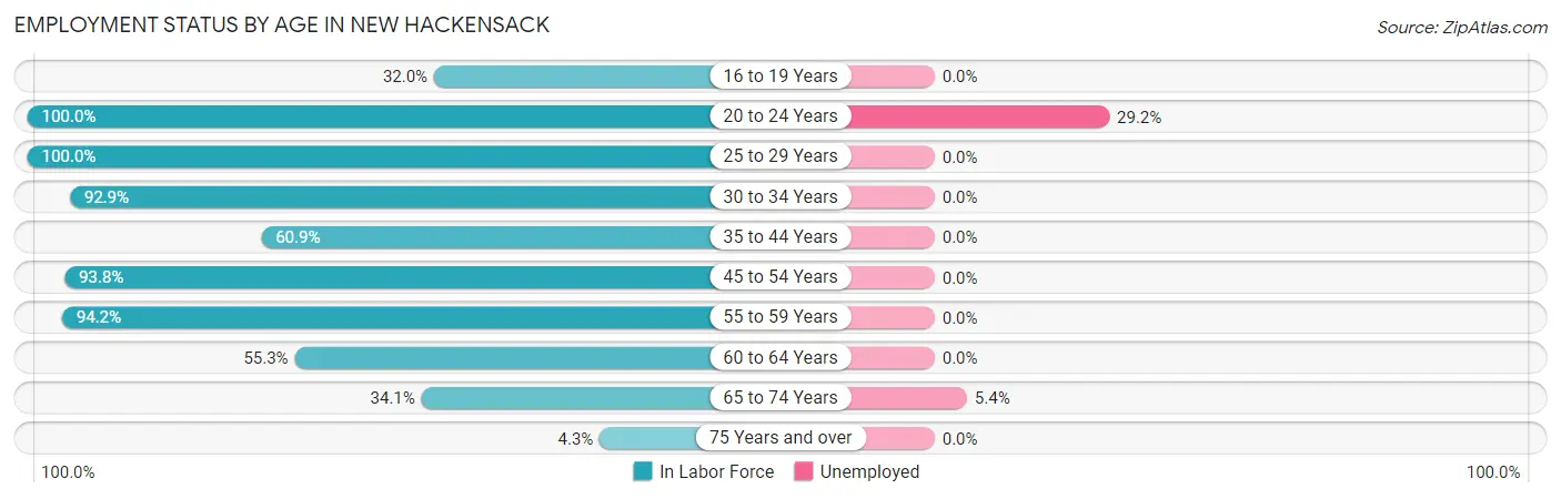 Employment Status by Age in New Hackensack