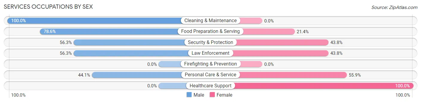 Services Occupations by Sex in New Hackensack