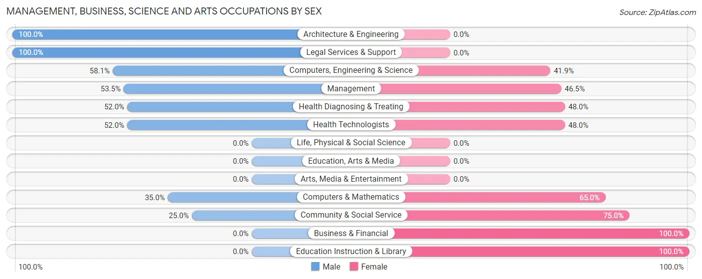 Management, Business, Science and Arts Occupations by Sex in New Hamburg