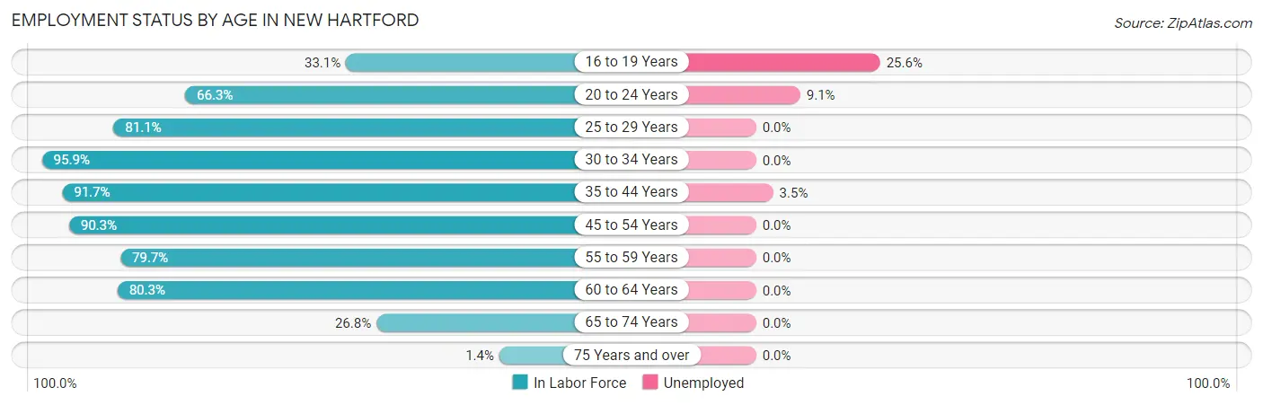Employment Status by Age in New Hartford