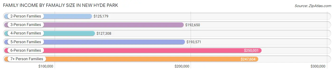 Family Income by Famaliy Size in New Hyde Park