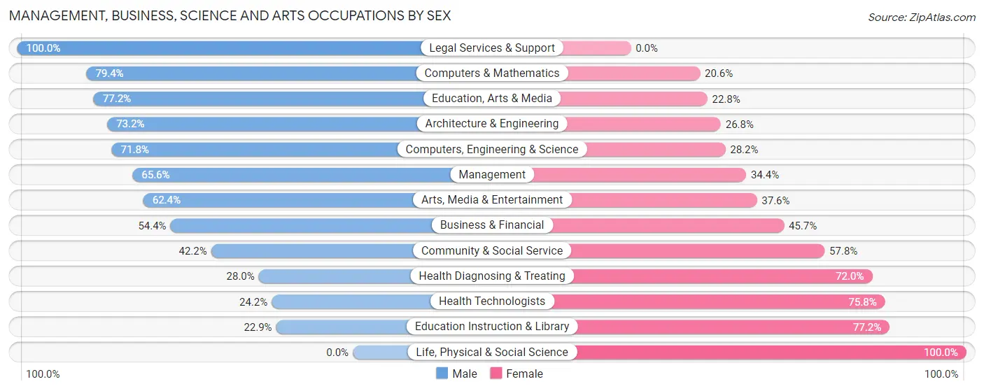 Management, Business, Science and Arts Occupations by Sex in New Hyde Park