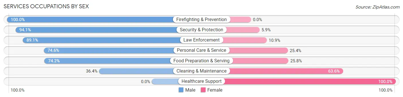 Services Occupations by Sex in New Hyde Park