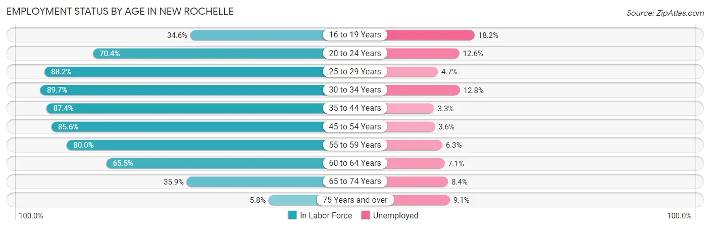 Employment Status by Age in New Rochelle