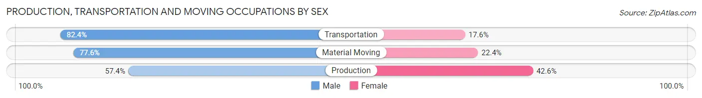 Production, Transportation and Moving Occupations by Sex in New Rochelle