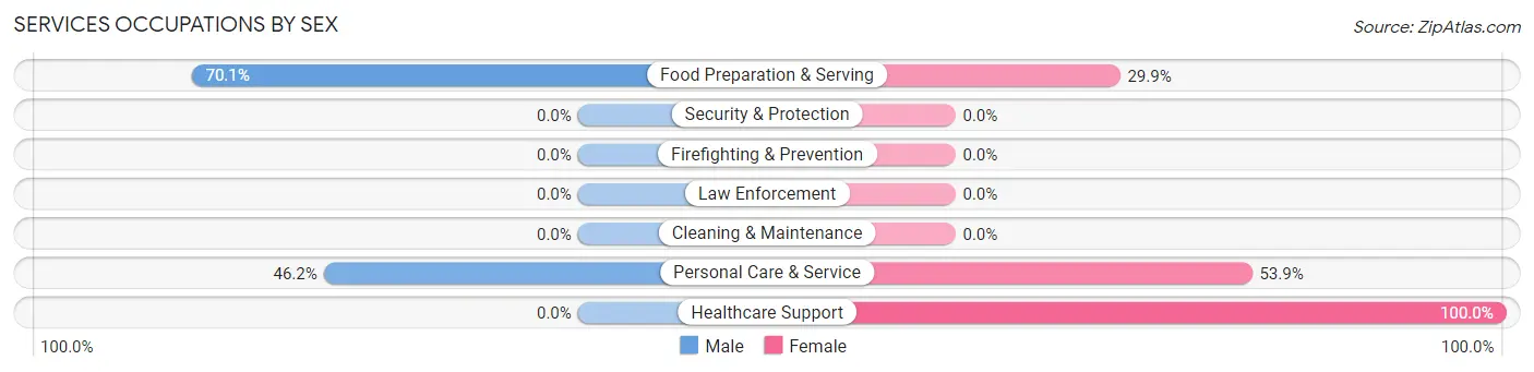 Services Occupations by Sex in Niagara University