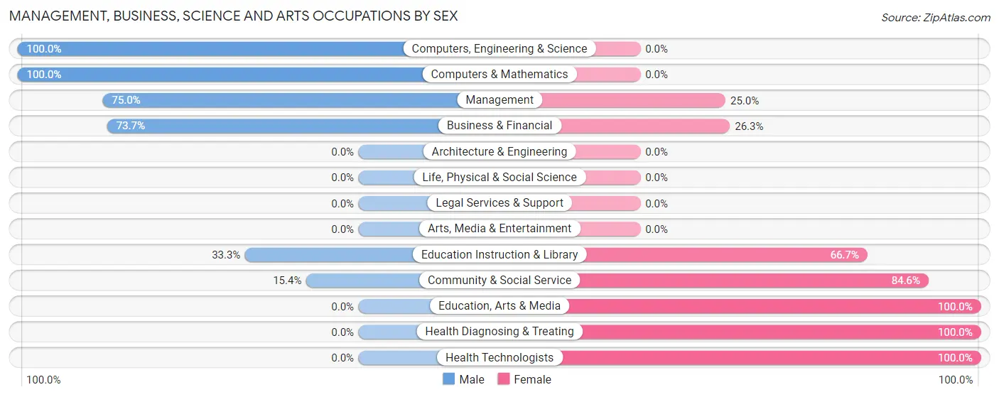 Management, Business, Science and Arts Occupations by Sex in Nichols
