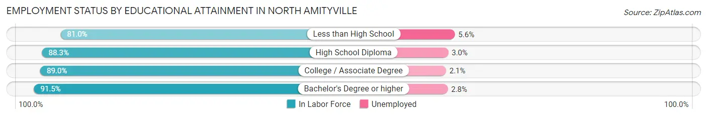 Employment Status by Educational Attainment in North Amityville