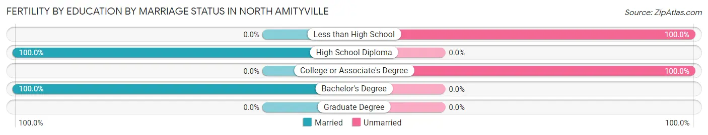 Female Fertility by Education by Marriage Status in North Amityville