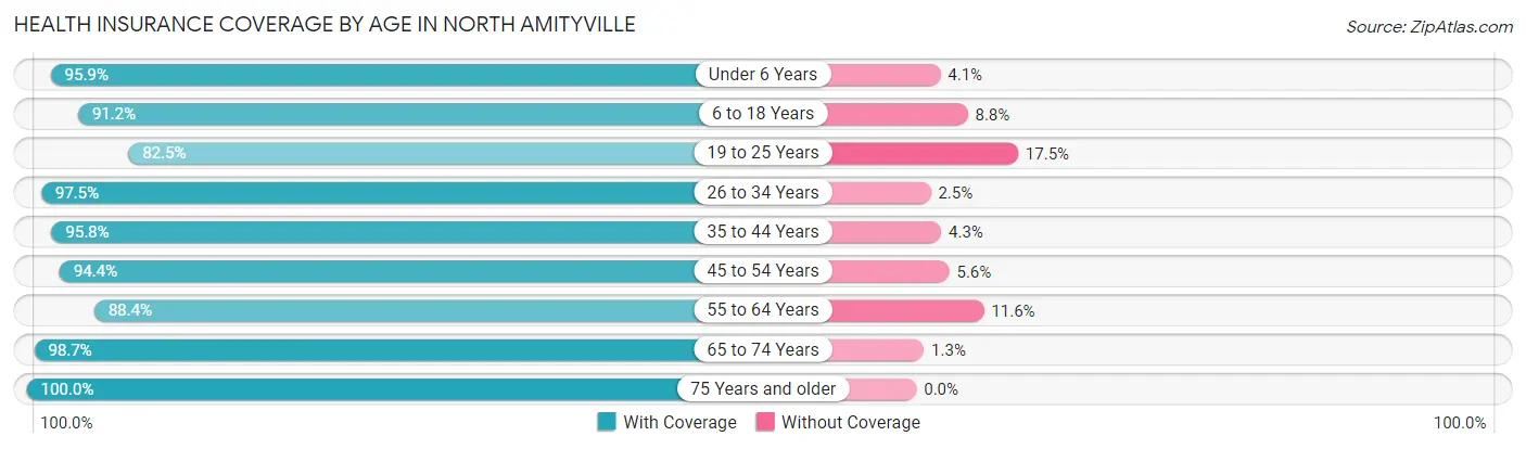 Health Insurance Coverage by Age in North Amityville