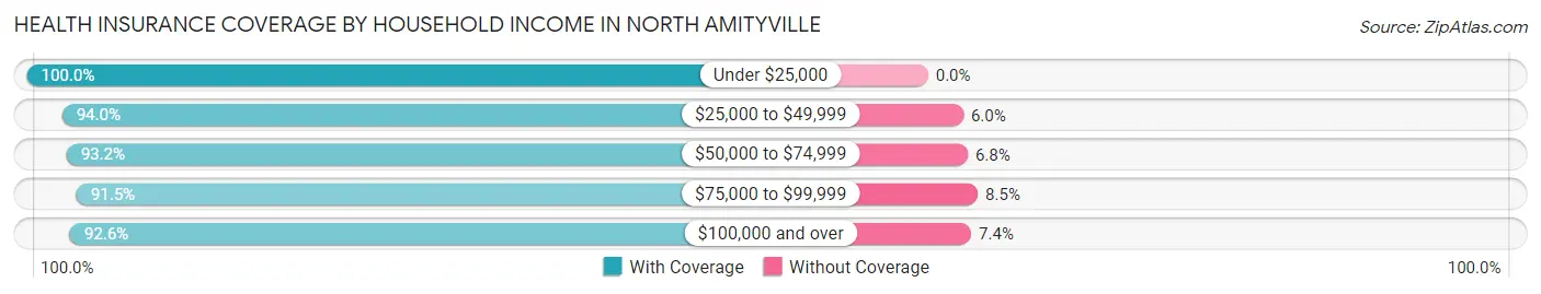 Health Insurance Coverage by Household Income in North Amityville