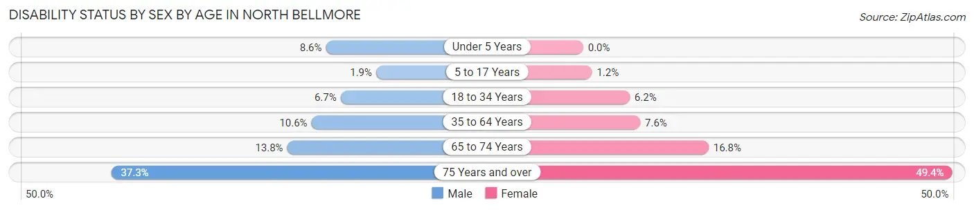 Disability Status by Sex by Age in North Bellmore