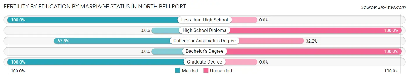 Female Fertility by Education by Marriage Status in North Bellport