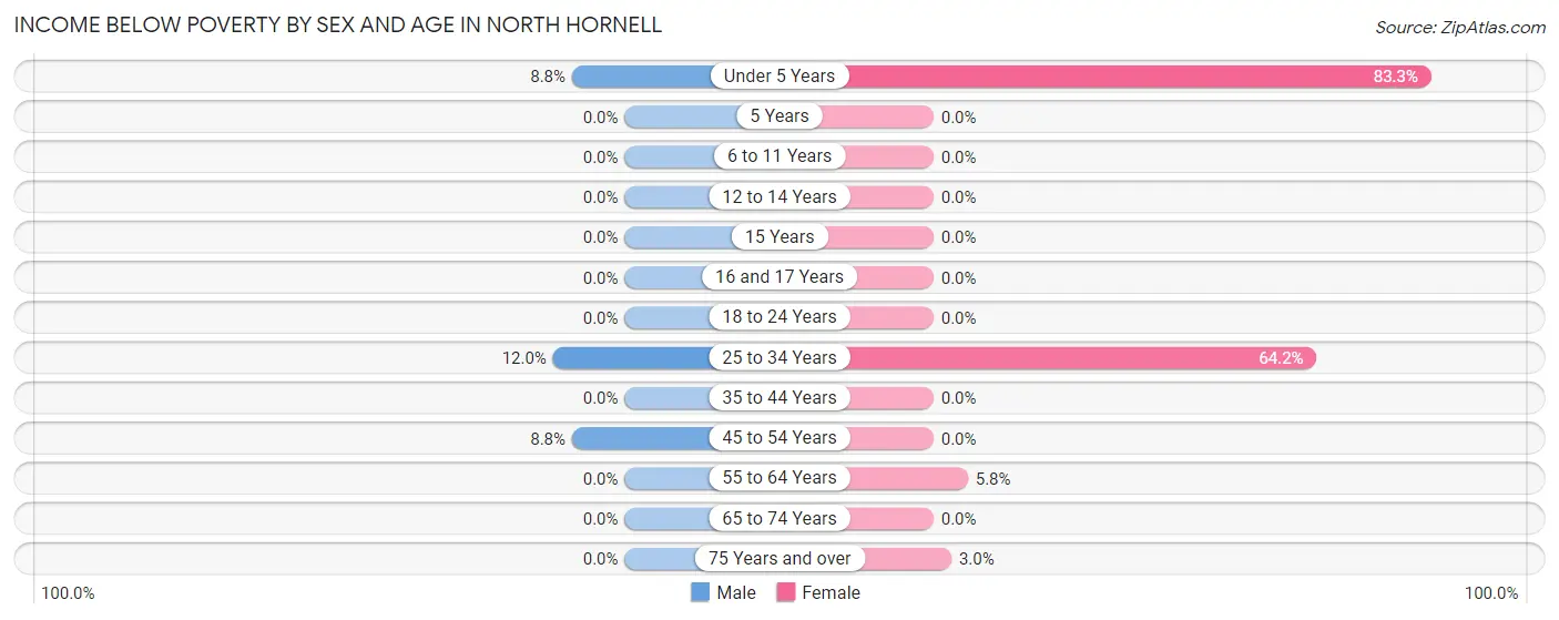 Income Below Poverty by Sex and Age in North Hornell