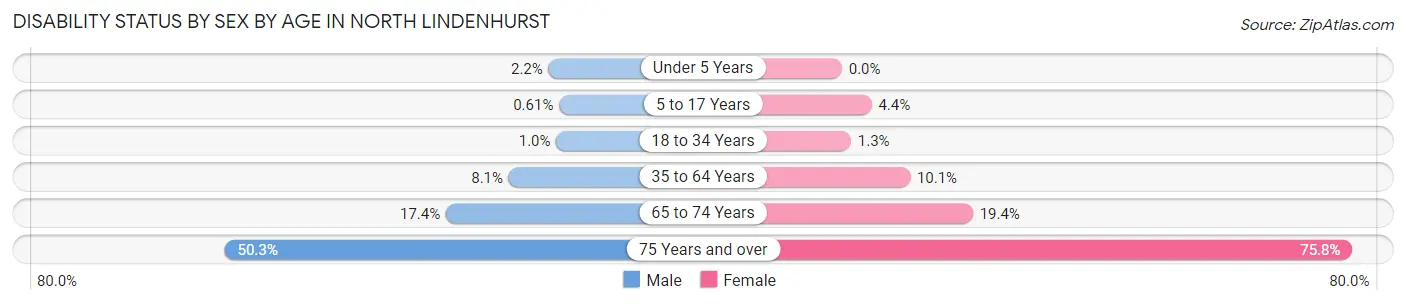 Disability Status by Sex by Age in North Lindenhurst