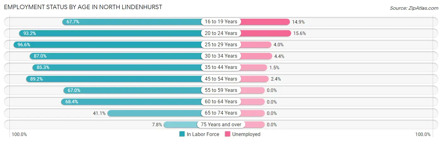 Employment Status by Age in North Lindenhurst