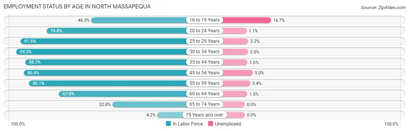 Employment Status by Age in North Massapequa