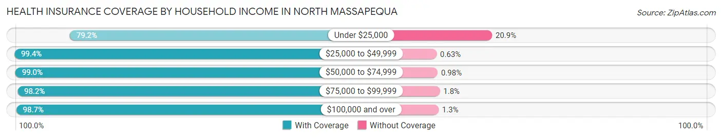 Health Insurance Coverage by Household Income in North Massapequa