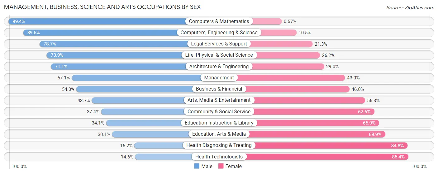 Management, Business, Science and Arts Occupations by Sex in North Merrick