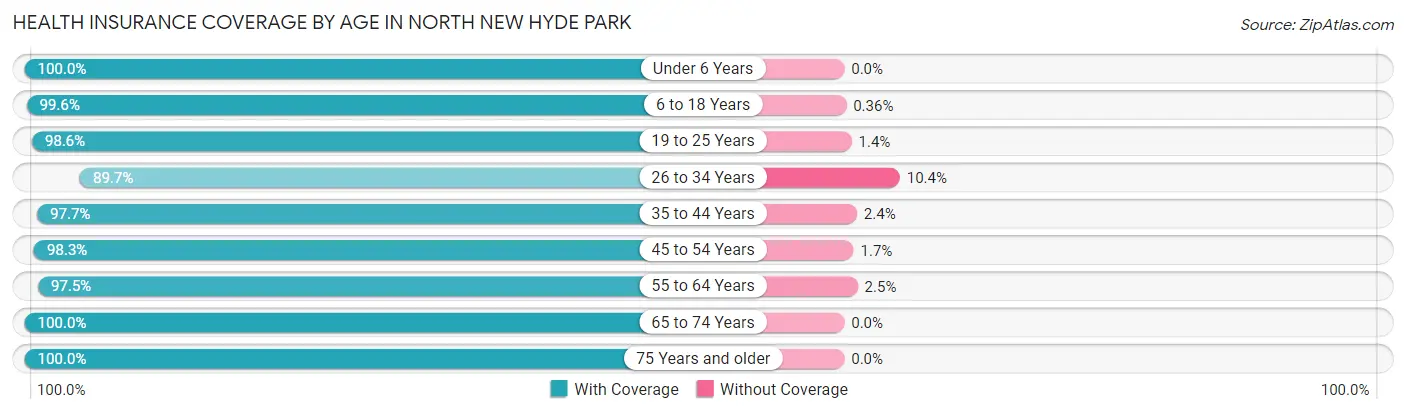 Health Insurance Coverage by Age in North New Hyde Park