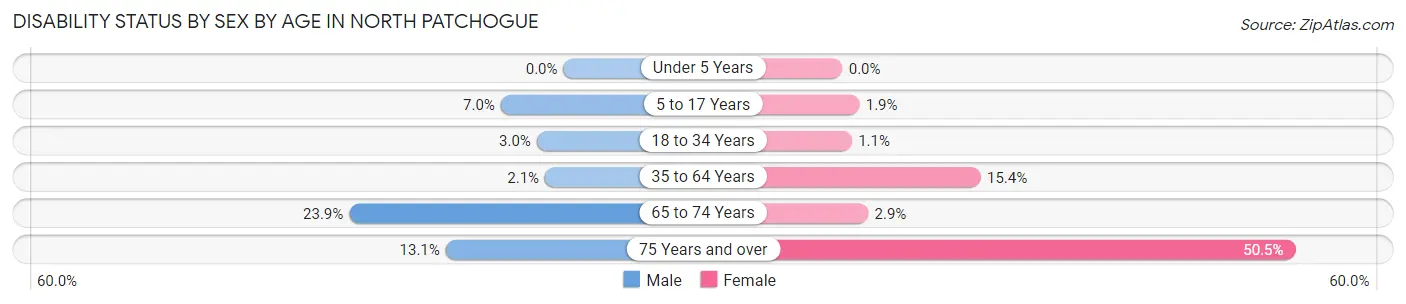 Disability Status by Sex by Age in North Patchogue