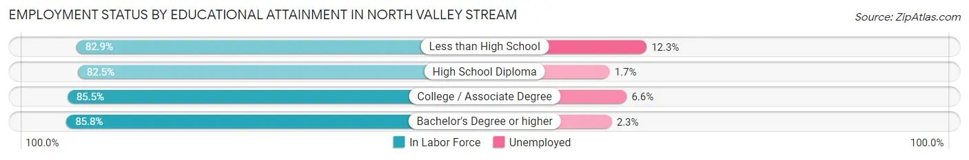 Employment Status by Educational Attainment in North Valley Stream
