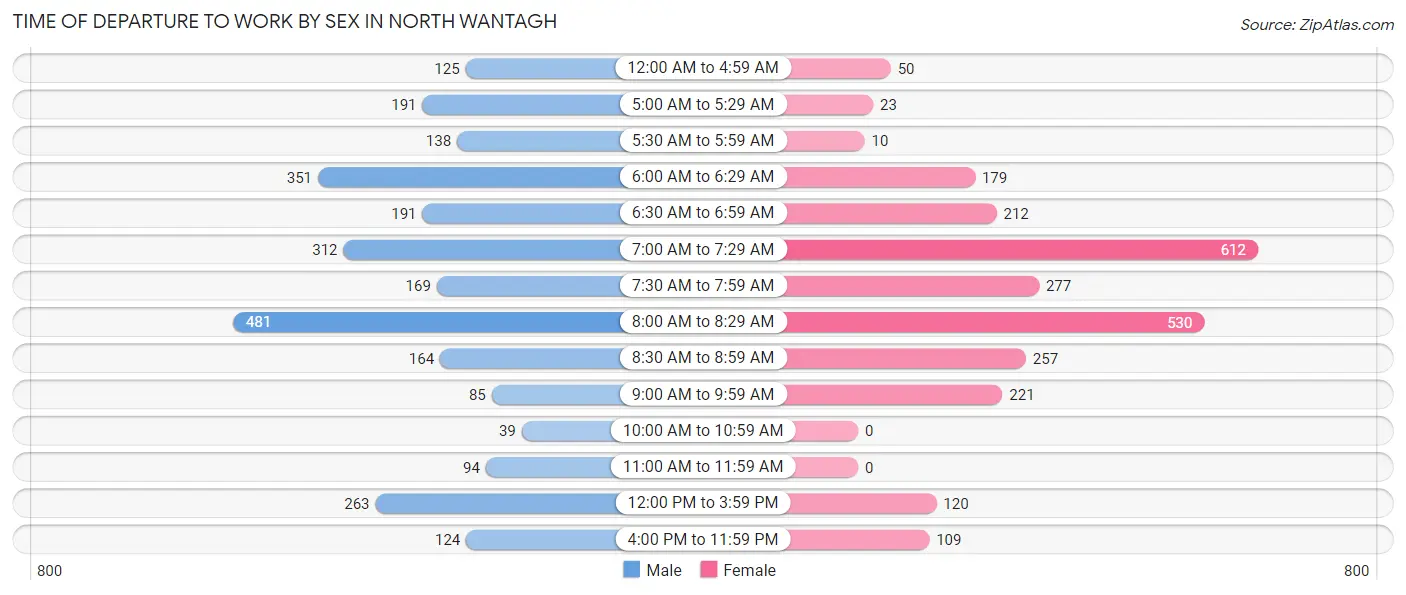 Time of Departure to Work by Sex in North Wantagh