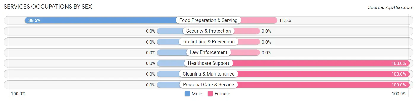 Services Occupations by Sex in Northeast Ithaca