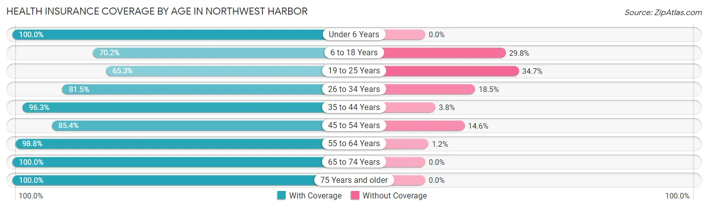 Health Insurance Coverage by Age in Northwest Harbor