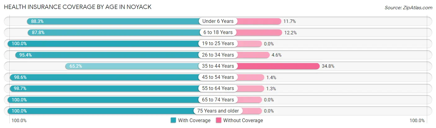 Health Insurance Coverage by Age in Noyack