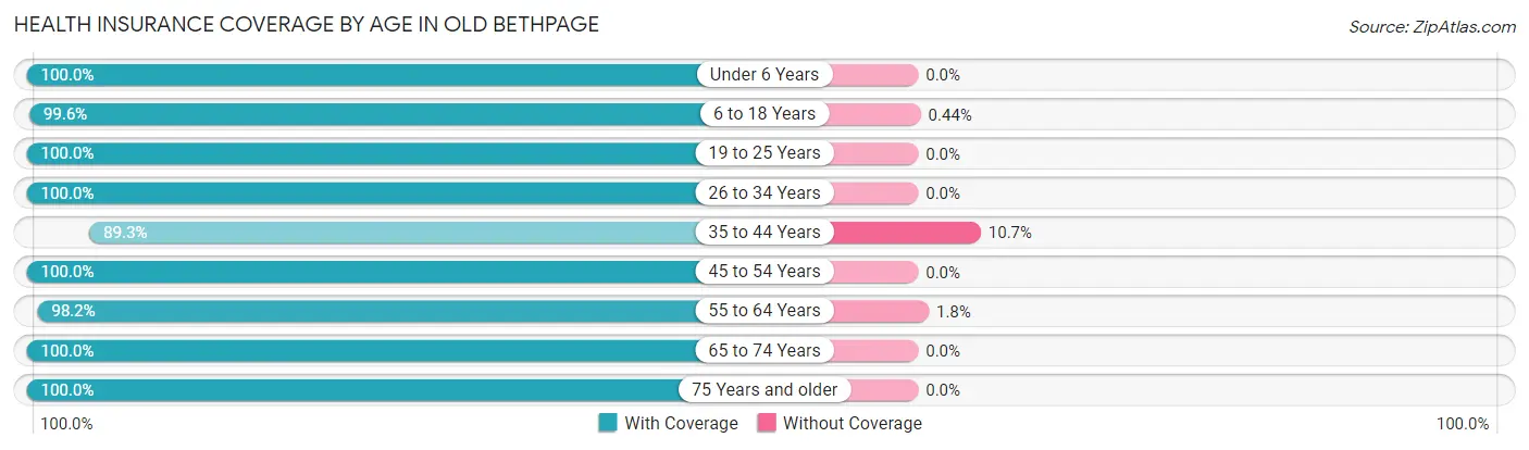 Health Insurance Coverage by Age in Old Bethpage